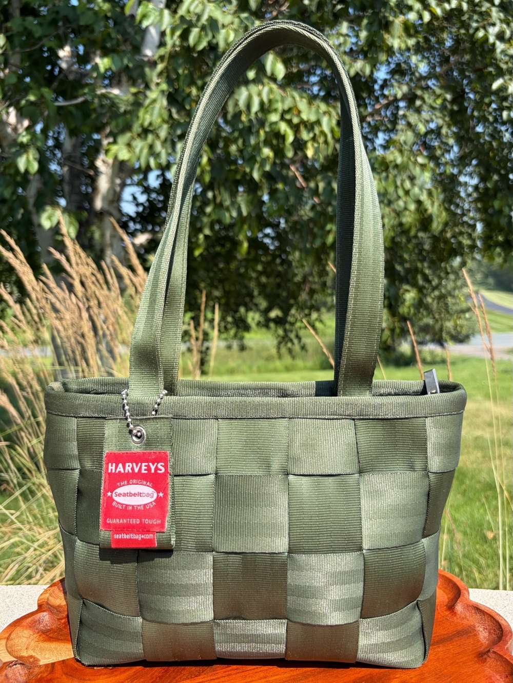 Vintage Harvey’s “The Original Seatbelt Bag” Medium Tote Olive Green
